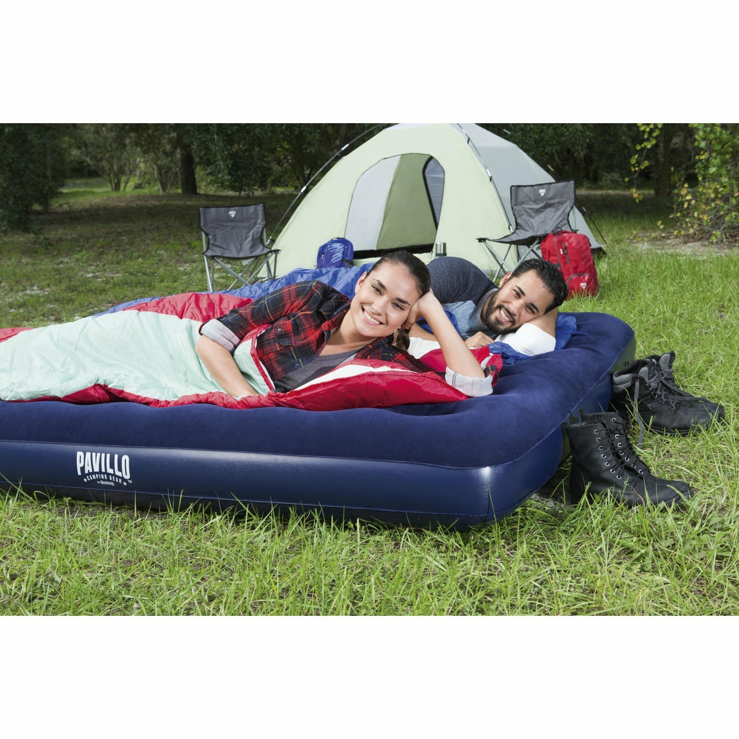 BESTWAY - Materasso Matrimoniale gonfiabile da campeggio Pavillo Blue Horizon - h22x203x183 cm